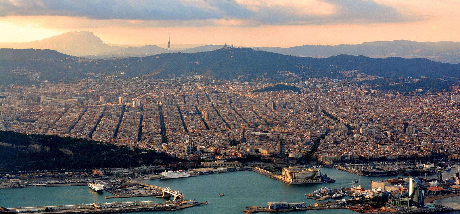 The soaring spires of the Sagrada Família basilica rising above Barcelona's skyline