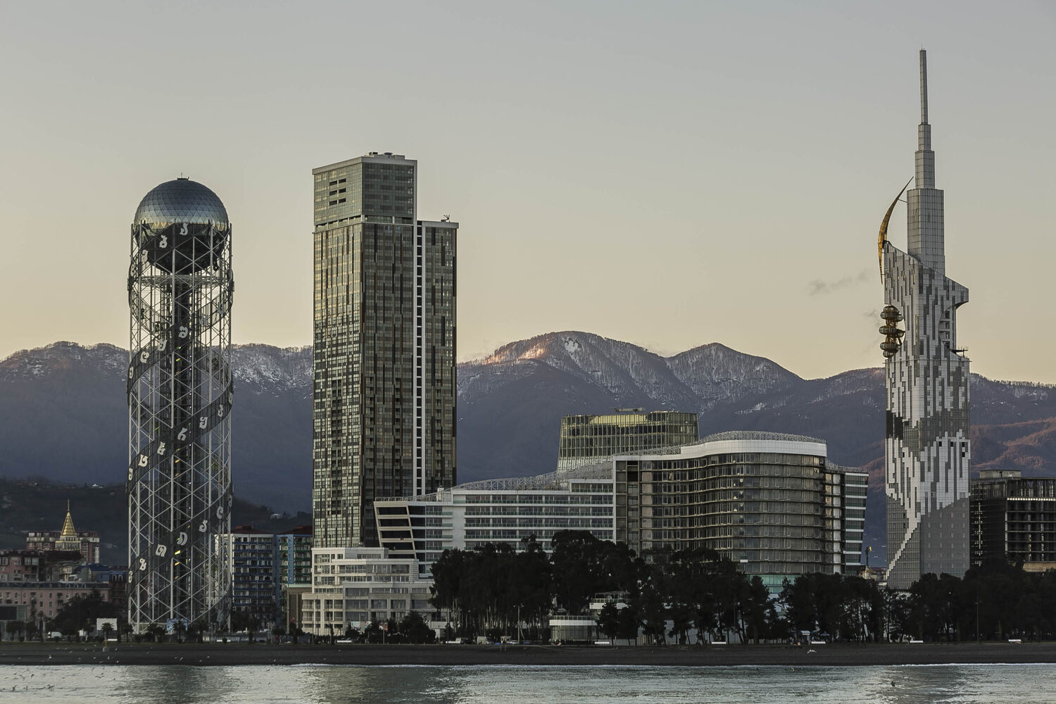 The Black Sea boulevard and modern skyline of Batumi, Georgia