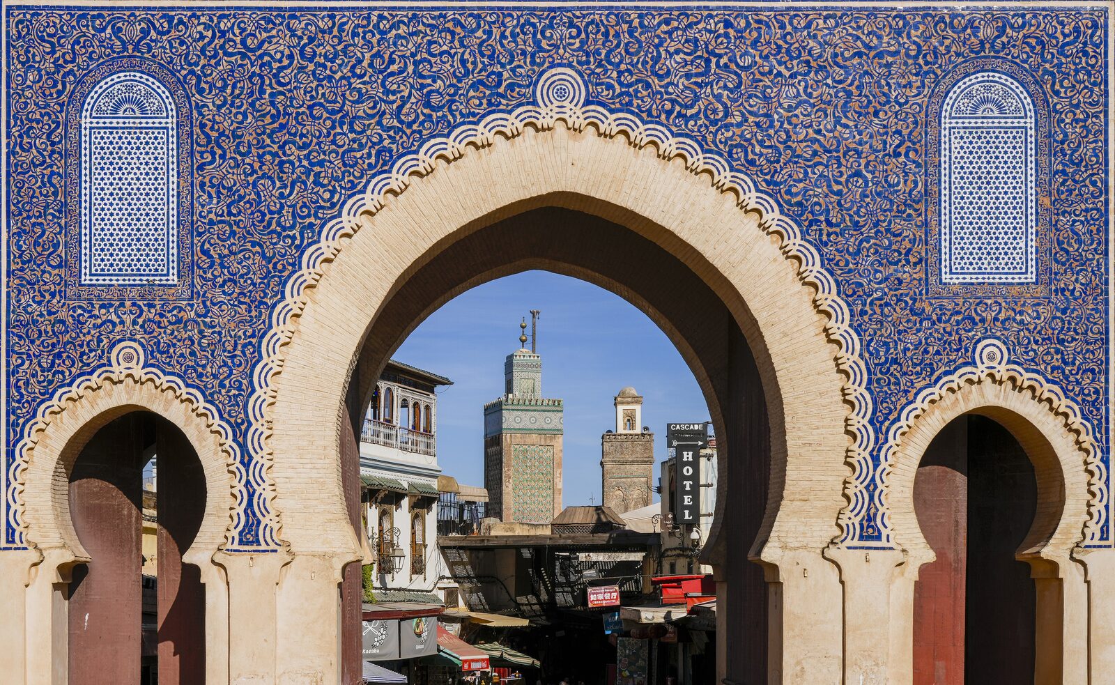 The ancient rooftop tanneries and dense medina of Fez, Morocco