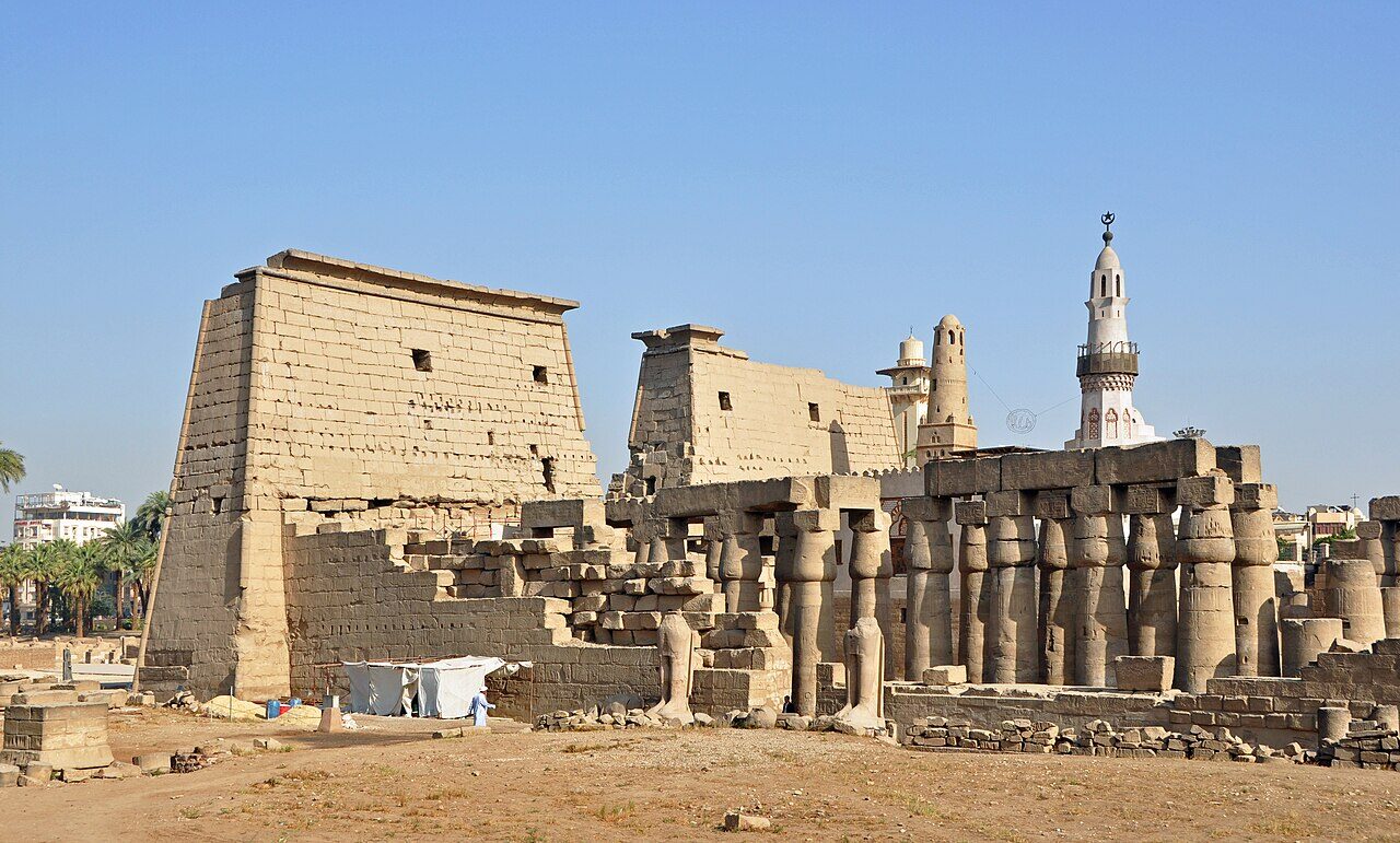 The columned halls of Karnak Temple in Luxor, Egypt