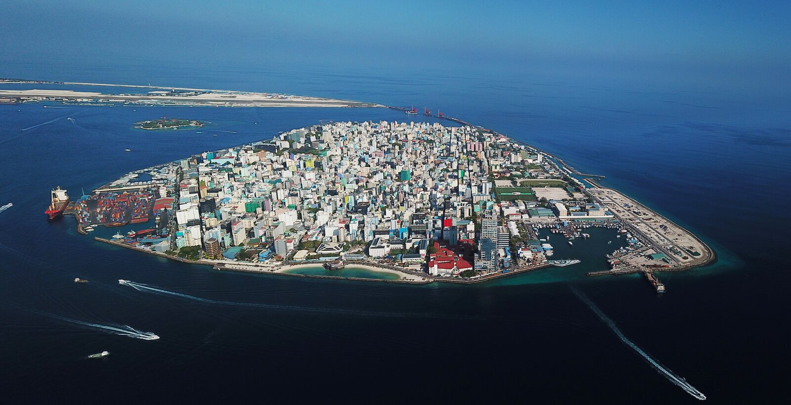 The dense skyline of Malé, the capital island of the Maldives