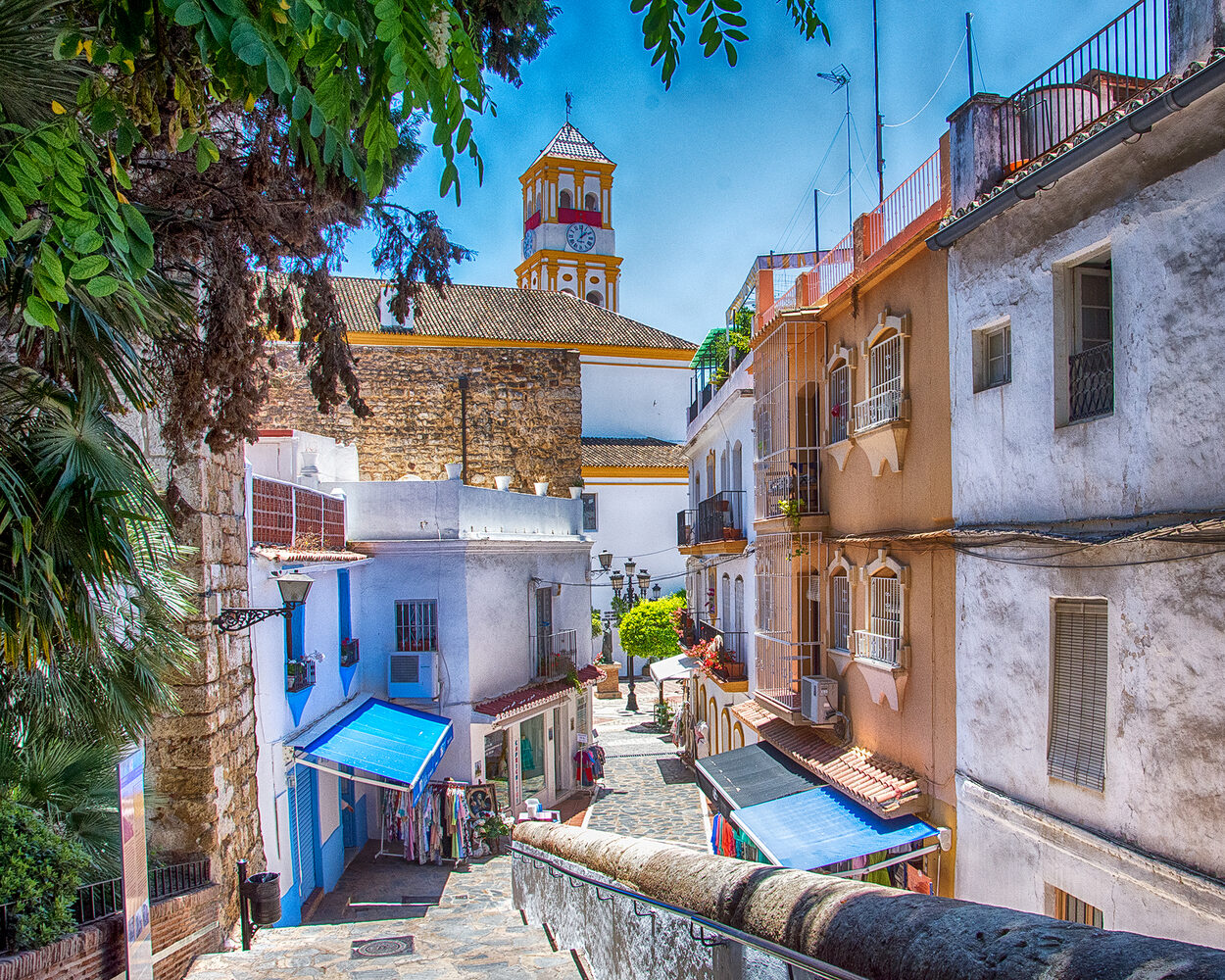 Golden beach and luxury marina at Marbella on Spain's sunny Costa del Sol