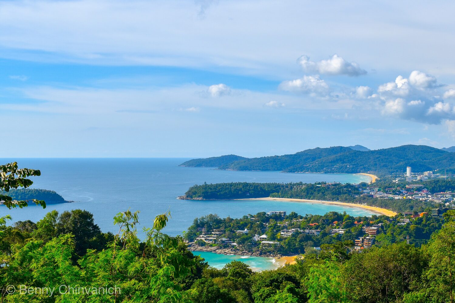 A tropical beach with limestone cliffs on the island of Phuket, Thailand