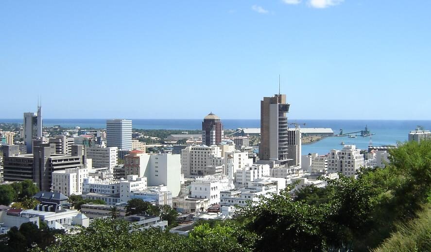 The colourful waterfront and harbour of Port Louis, capital of Mauritius